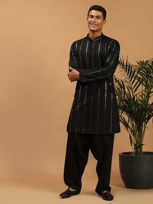 Black Viscose Kurta And Patiala Set 1