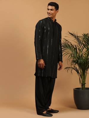 Black Viscose Kurta And Patiala Set 2
