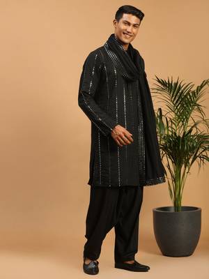 Black Viscose Kurta And Patiala Set 2