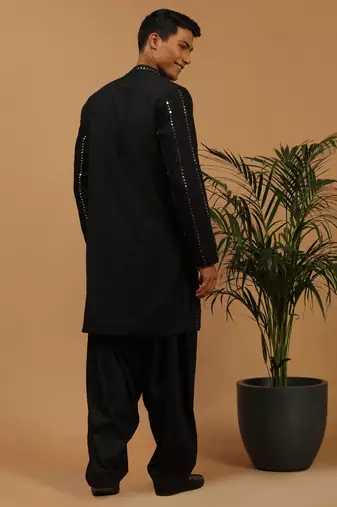 Black Viscose Kurta And Patiala Set