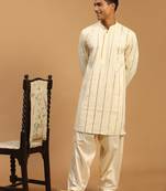 cream viscose kurta and patiala set