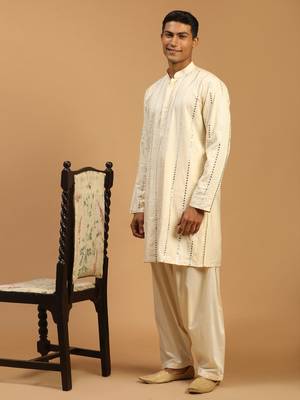cream viscose kurta and patiala set 2
