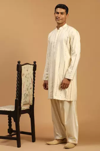 cream viscose kurta and patiala set