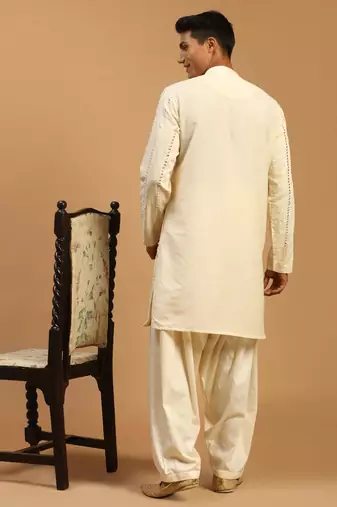 cream viscose kurta and patiala set