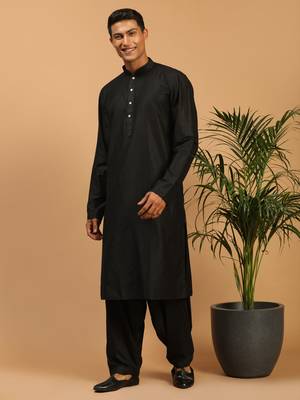 Black Viscose Kurta And Patiala Set 1
