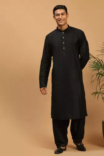 Black Viscose Kurta And Patiala Set