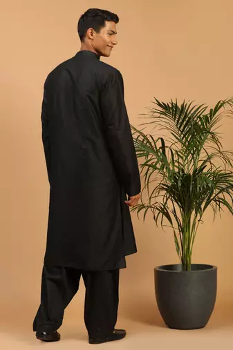 Black Viscose Kurta And Patiala Set
