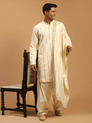 cream viscose kurta and patiala set 1