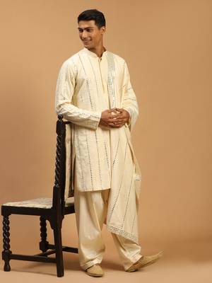 cream viscose kurta and patiala set 2