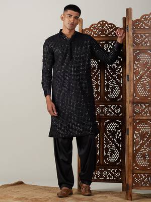 black georgette kurta and patiala set 1
