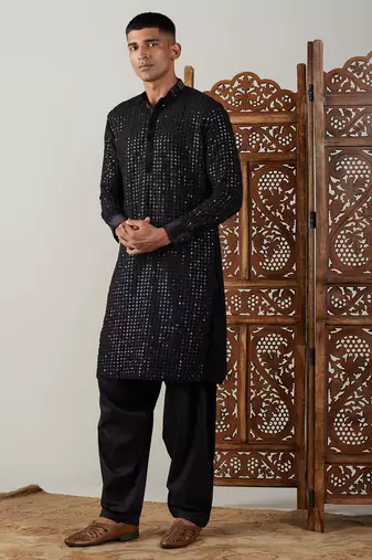  black georgette kurta and patiala set