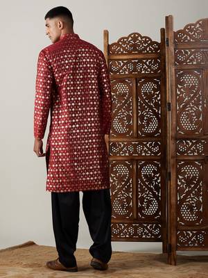Maroon And Black Viscose Kurta And Patiala Set 3