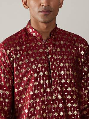 Maroon And Black Viscose Kurta And Patiala Set 4