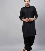 Vastramay men's black cotton blend kurta and patiala set