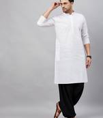 Vastramay men's white and black cotton kurta and patiala set