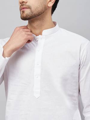 Vastramay men's white and black cotton kurta and patiala set 4