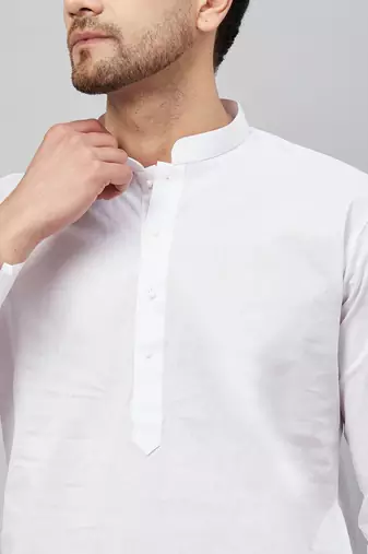 Vastramay men's white and black cotton kurta and patiala set