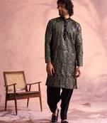 men's black georgette kurta and patiala set