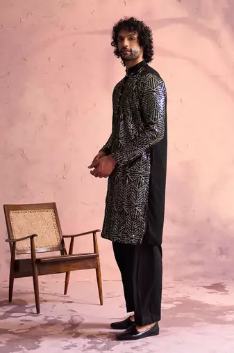  black georgette kurta and patiala set