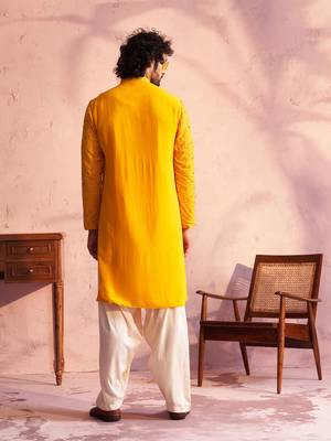 Yellow And Cream Georgette Kurta And Patiala Set 3