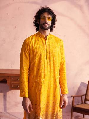 Yellow And Cream Georgette Kurta And Patiala Set 4