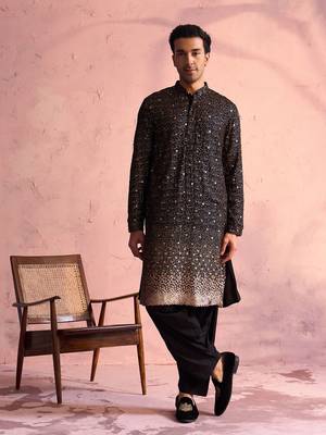  black georgette kurta and patiala set 1