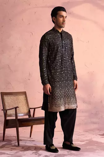  black georgette kurta and patiala set