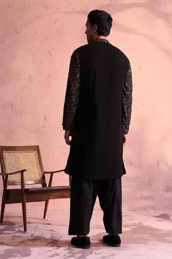  black georgette kurta and patiala set
