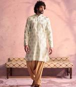 Men'S Mint Green And Rose Gold Viscose Kurta And Patiala Set