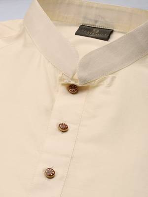 mens' cream cotton blend kurta dhoti with tricolour dupatta 2