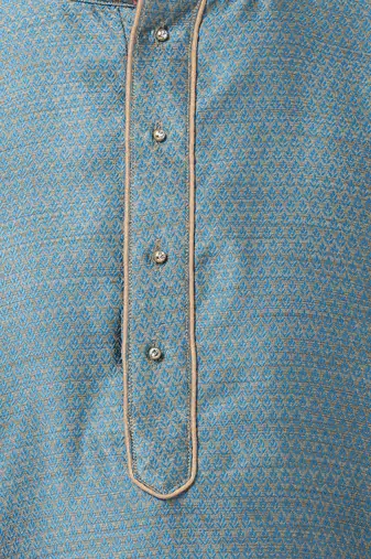 Light Blue Silk Blend Kurta Pyjama Set