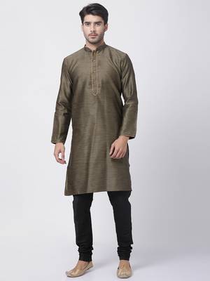 Black Silk Blend Kurta Pyjama Set 1