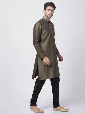 Black Silk Blend Kurta Pyjama Set 2