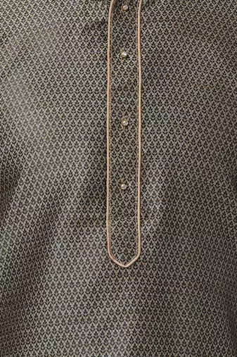 Black Silk Blend Kurta Pyjama Set