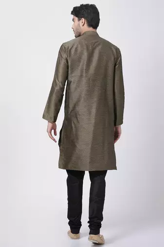 Black Silk Blend Kurta Pyjama Set