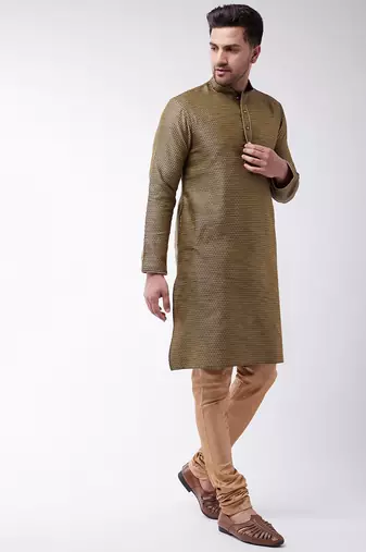 Black Silk Blend Kurta Pyjama Set