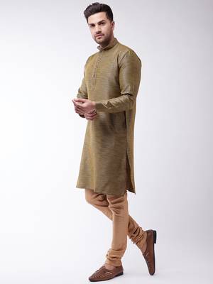 Black Silk Blend Kurta Pyjama Set 4