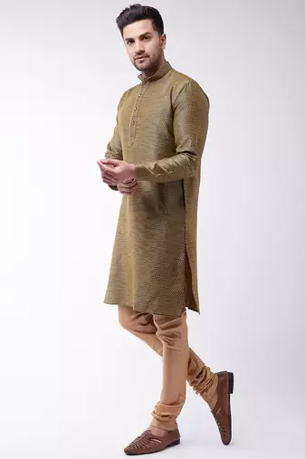 Black Silk Blend Kurta Pyjama Set