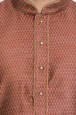 Maroon Silk Blend Kurta Pyjama Set 3