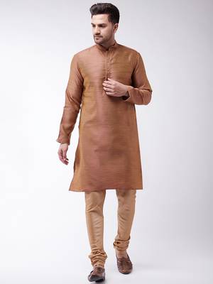 Men'S Maroon Silk Blend Kurta Pyjama Set 1