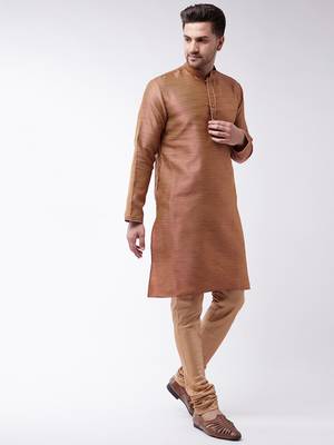 Men'S Maroon Silk Blend Kurta Pyjama Set 2