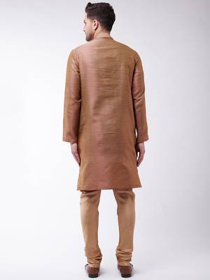 Men'S Maroon Silk Blend Kurta Pyjama Set 3