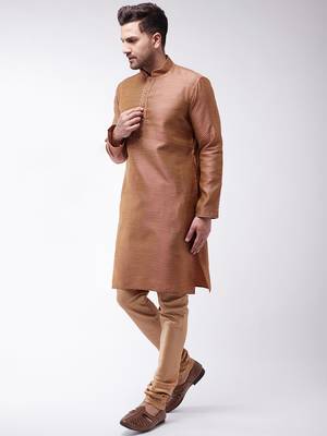 Men'S Maroon Silk Blend Kurta Pyjama Set 4