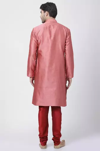 Pink Silk Blend Kurta Pyjama Set