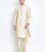 Gold Silk Blend Kurta Pyjama Set