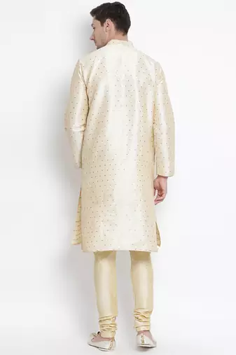 Gold Silk Blend Kurta Pyjama Set