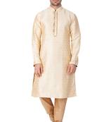 Gold Silk Blend Kurta Pyjama Set