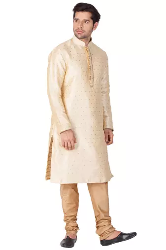 Gold Silk Blend Kurta Pyjama Set