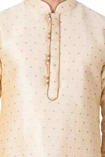 Gold Silk Blend Kurta Pyjama Set