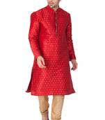 Men'S Maroon Silk Blend Kurta Pyjama Set